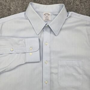 Brooks Brothers Shirt Mens 16.5 Blue Herringbone Textured Non-Iron Regent Fit